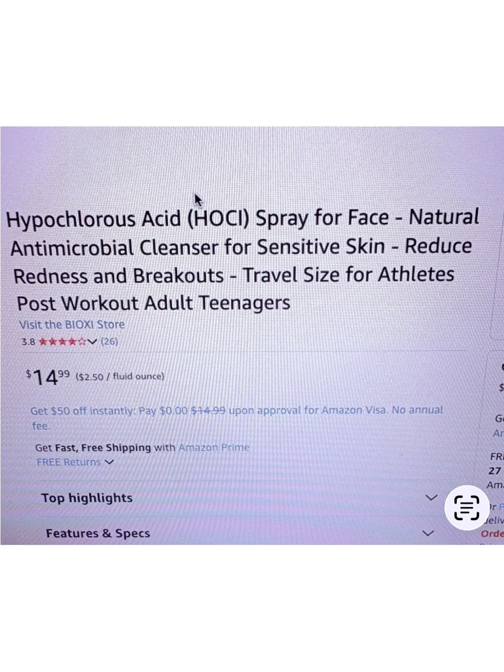 BIOXI Hypochlorous Acid (HOCI) Spray for Face. Antimicrobial cleanser. 6 fl.oz - Picture 4 of 9